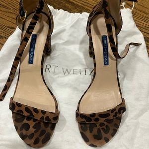 Stuart Weitzman Leopard Block Heel Sandal